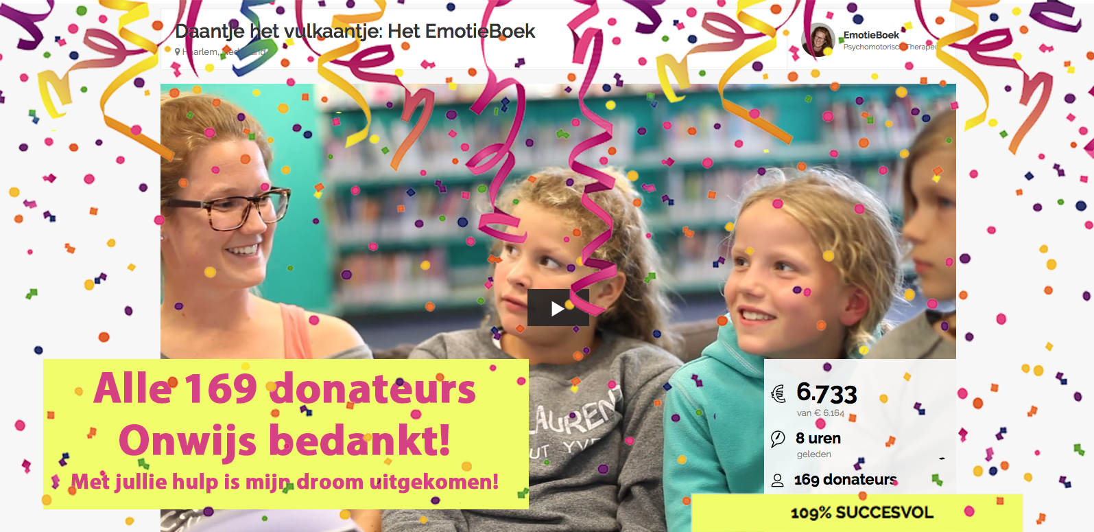 Crowdfunding campagne voor Daantje het Vulkaantje Het EmotieBoek 109% Succesvol!